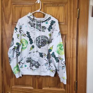 Rick and Morty Adult Swim falling Portals Unisex Adult Pull-Over Hoodie size med